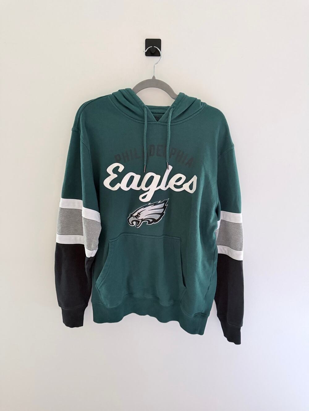 NFL Midnight Green Philadelphia Eagles Embroidered Pullover Hoodie-Size XL